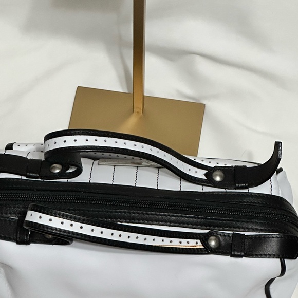 Kate Landry Black and White Striped Satchel - Picture 3 of 16